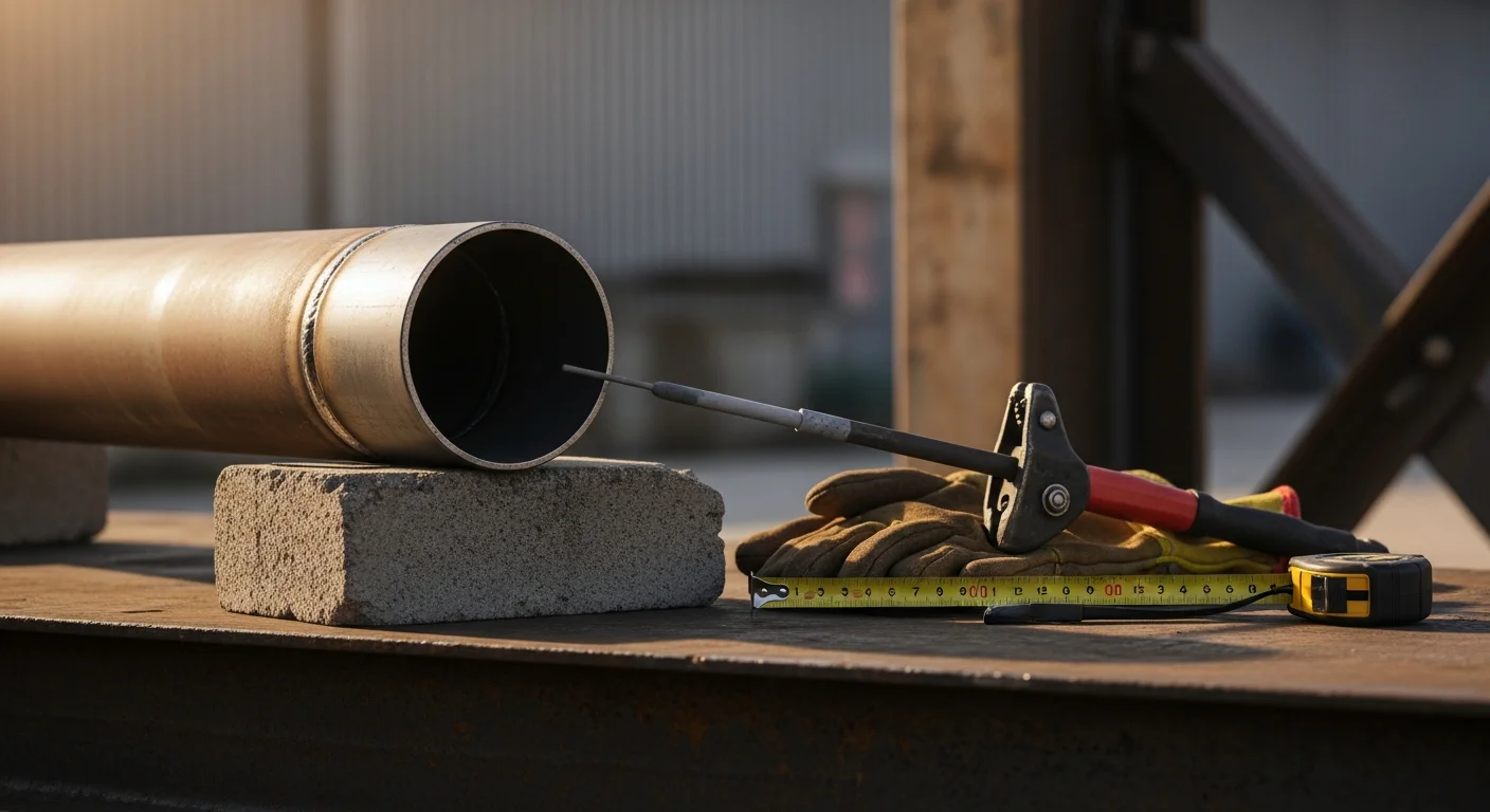 Industrial welder performing pipe welding on construction site